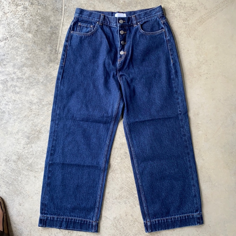 Oak + Fort wide leg crop jeans. Size 28